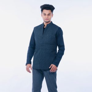 Black Striped Bandi with Black Shirt for Men