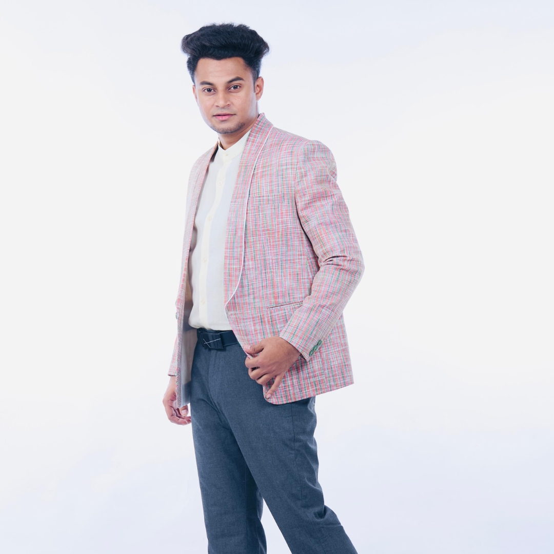 Multi-Colour Checked Blazer for Men